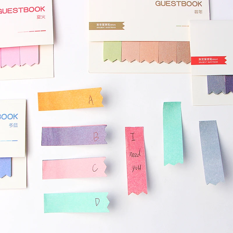 【FUN LIVE】 100 Pages Gradient Memo Pad Sticky Notes Bookmark Index Posted It Planner Stickers Notepads Stationery Office School Supplies. 