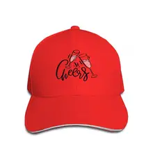 Удобные бейсболки Cheers Caption Рисованные бокалы для вина с надписью изолированные белые каваи