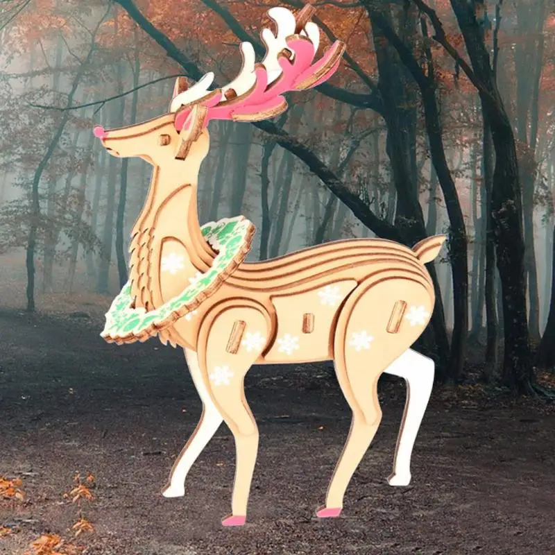 29 шт. Детские игрушки Монтессори 3D деревянные головоломки DIY головоломки доска рождественские украшения головоломки модели животных игрушки подарки для детей