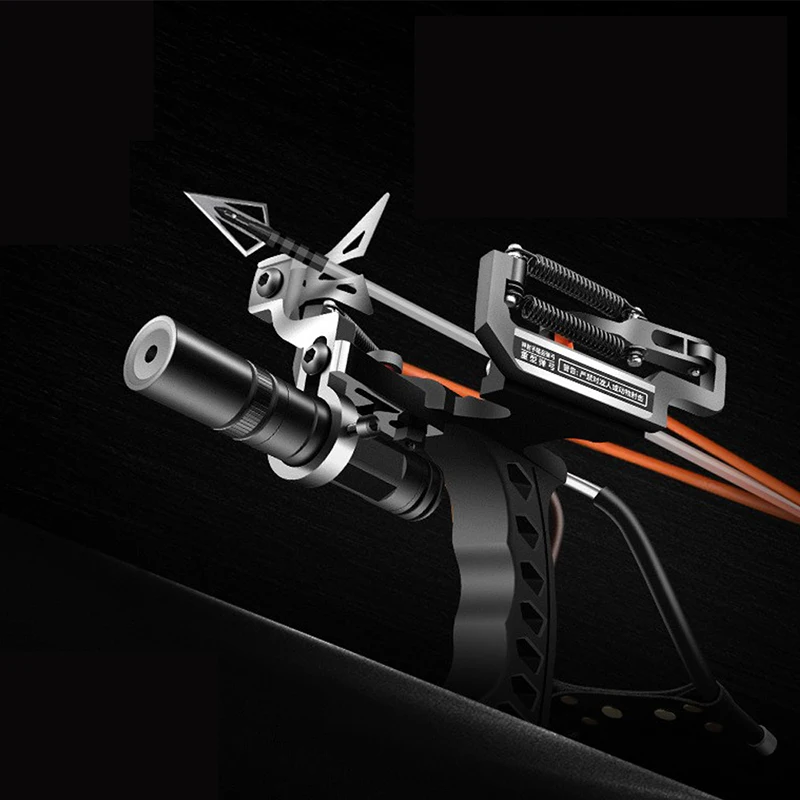 Professional Hunting Powerful Slingshot Fishing Hunting Bow Laser Slingshot Stainless Steel Crossbow Catapult with Rubber Band