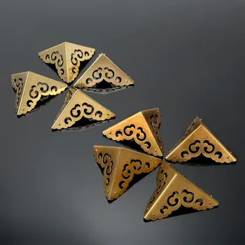 

4Pcs 65mm Brass Antique copper Decorative Corner Bracket for Furniture Wood Box Brass Feet Corner Protector Furniture Fittings