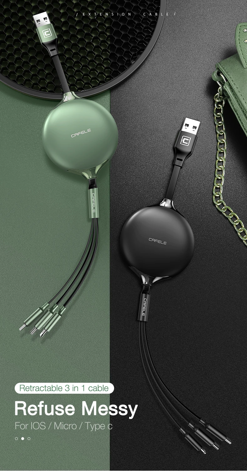 Cafele 3 в 1 Выдвижной USB кабель для iPhone XR 11 Micro usb type C кабель для huawei samsung Xiaomi Быстрая зарядка провод зарядного устройства