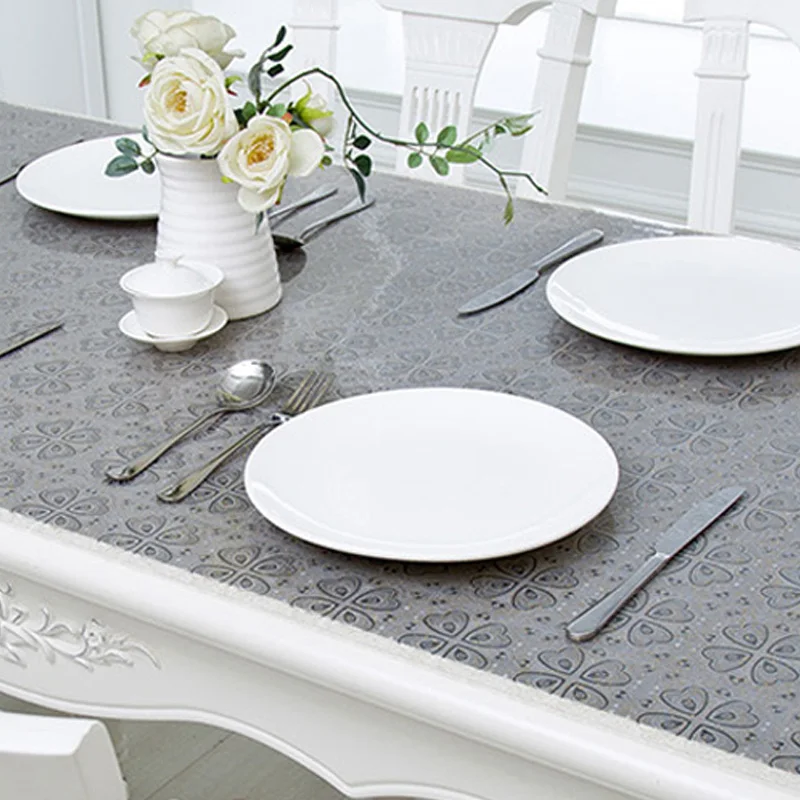  HAZY PVC Tablecloth Waterproof PVC Tablecloth Soft Glass for Kitchen Table Cover Oil-proof Protecto