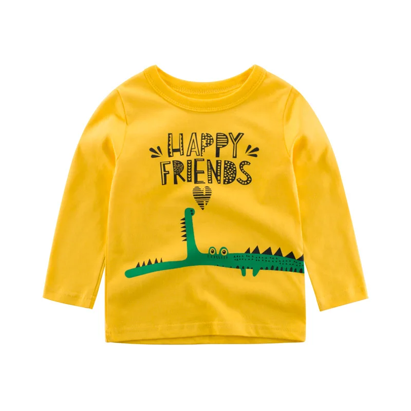 Детские футболки для мальчиков, детские топы с длинными рукавами и рисунком экскаватора, детский осенний однотонный хлопковый свитер, футболки для мальчиков и девочек 2, 3, 4, 5, 6, 7, 8 лет