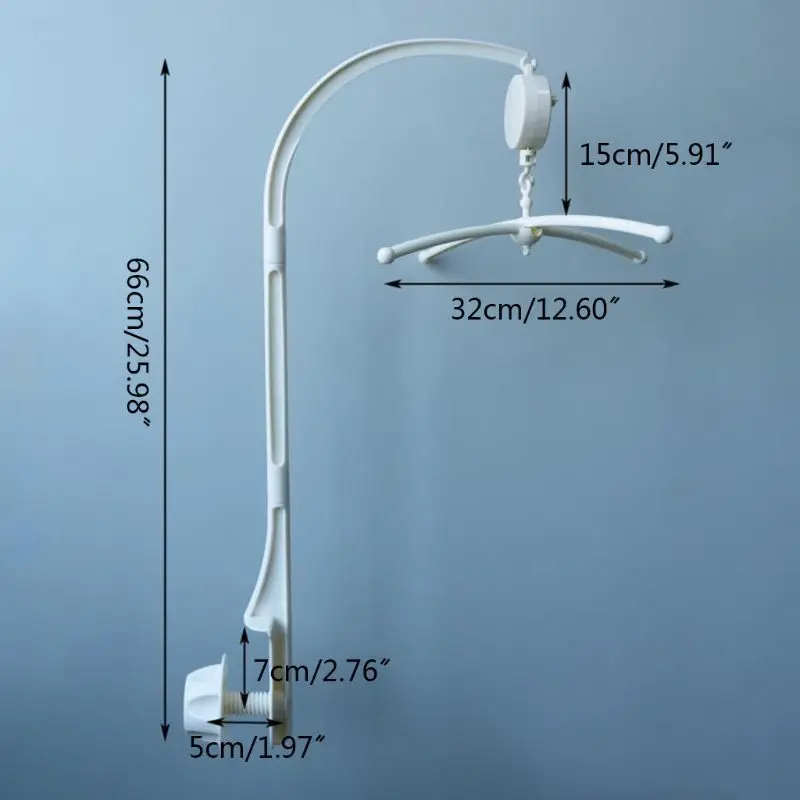 Caixa de Música Cama do Bebê Branco Chocalhos Suporte Brinquedo Stent Berço Móvel Pendurado Sino Braço 17 Móbiles e chocalhos para bebês