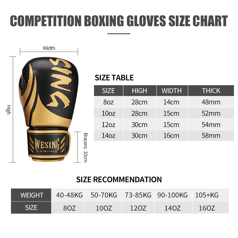 Wesing Professional boxing gloves fight MMA Gloves Martial Arts competition training mitts 6