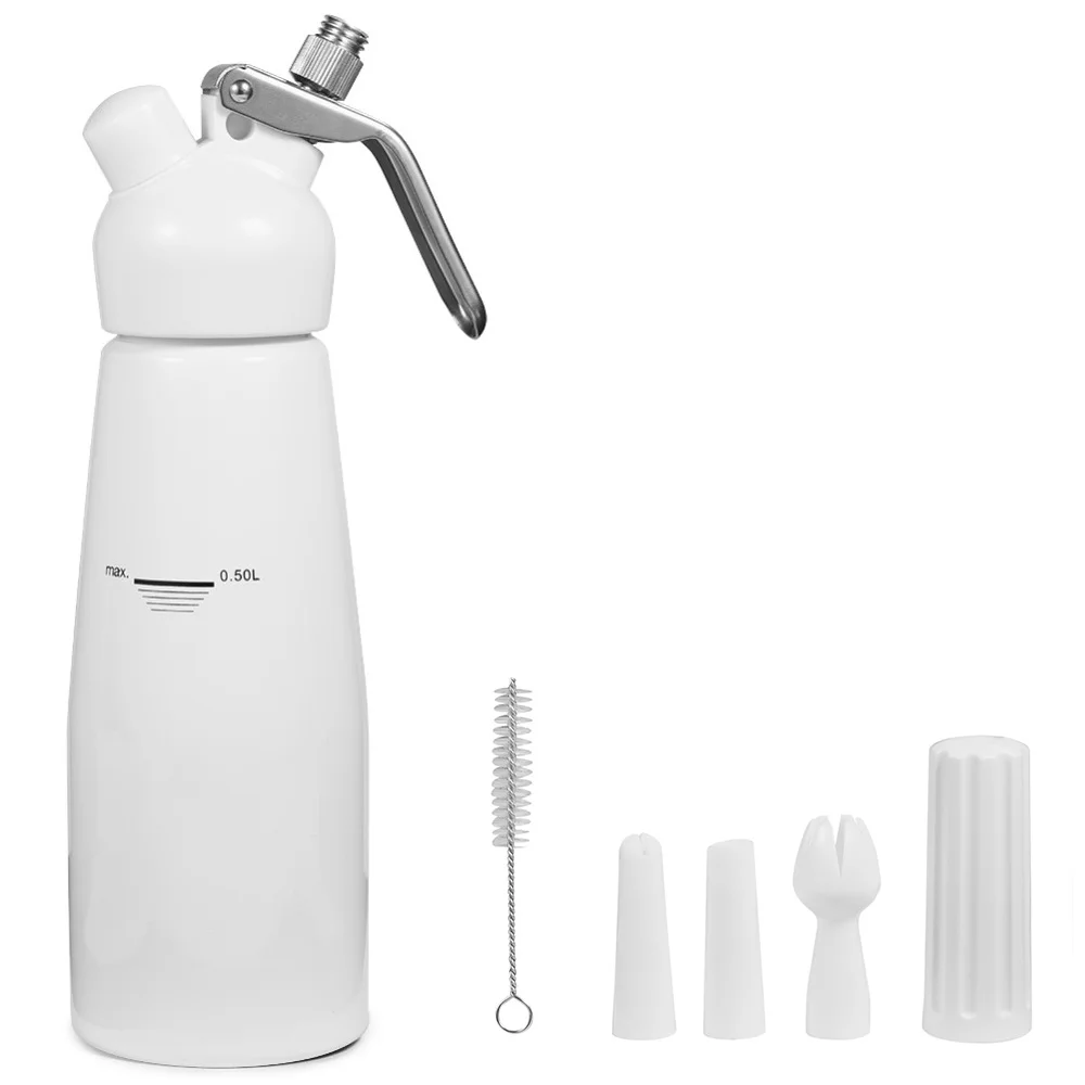 Горячая TOD-500Ml алюминиевый взбитый десертный Крем Диспенсер Для Масла Виппер пена с 3 насадками десерт торт украшения инструменты Wh