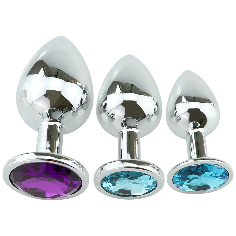 Sex Shop Silver Multi-color Ddiamonds 3 Sizes Available Metal Anal Plug Stainless Steel Adult Masturbation Products. | Красота и