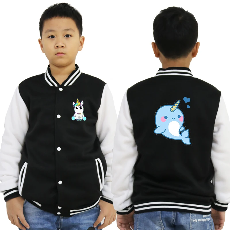 baseball jacket 17 Бейсбольная куртка с принтом единорога Повседневный Спортивный костюм для малышей Верхняя одежда для детей осенне-зимняя одежда для мальчиков и девочек топы для От 2 до 14 лет - Цвет: baseball jacket 17