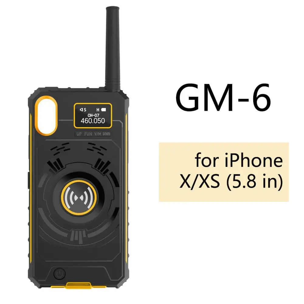 IRaddy GM-series 3-в-1 UHF чехол для телефона двусторонней радиосвязи Перезаряжаемые на Батарея защита от ударов при падении сотовый телефон для iPhone - Цвет: GM6 for iPhone X XS