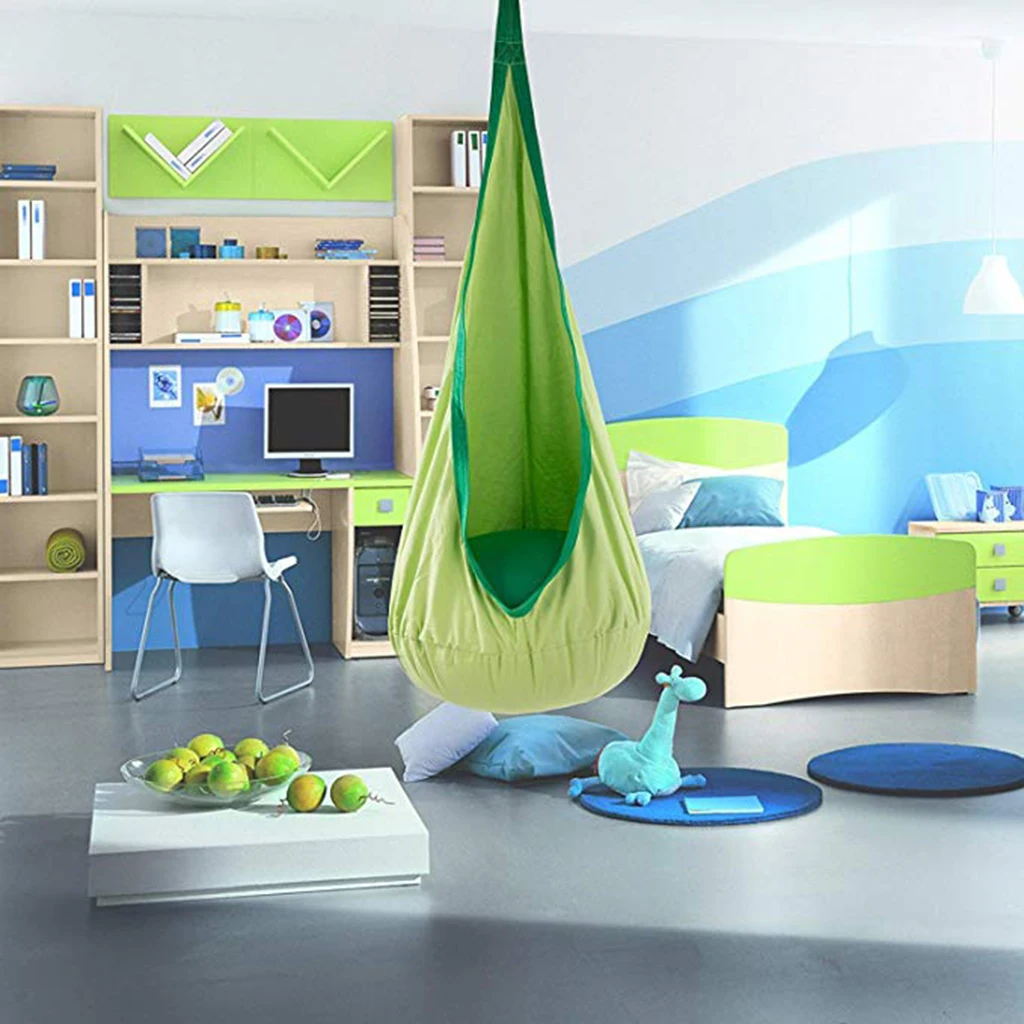 

70KG Indoor Outdoor Swing Seat Hanging Hammock Chair Playhouse Toy Green
