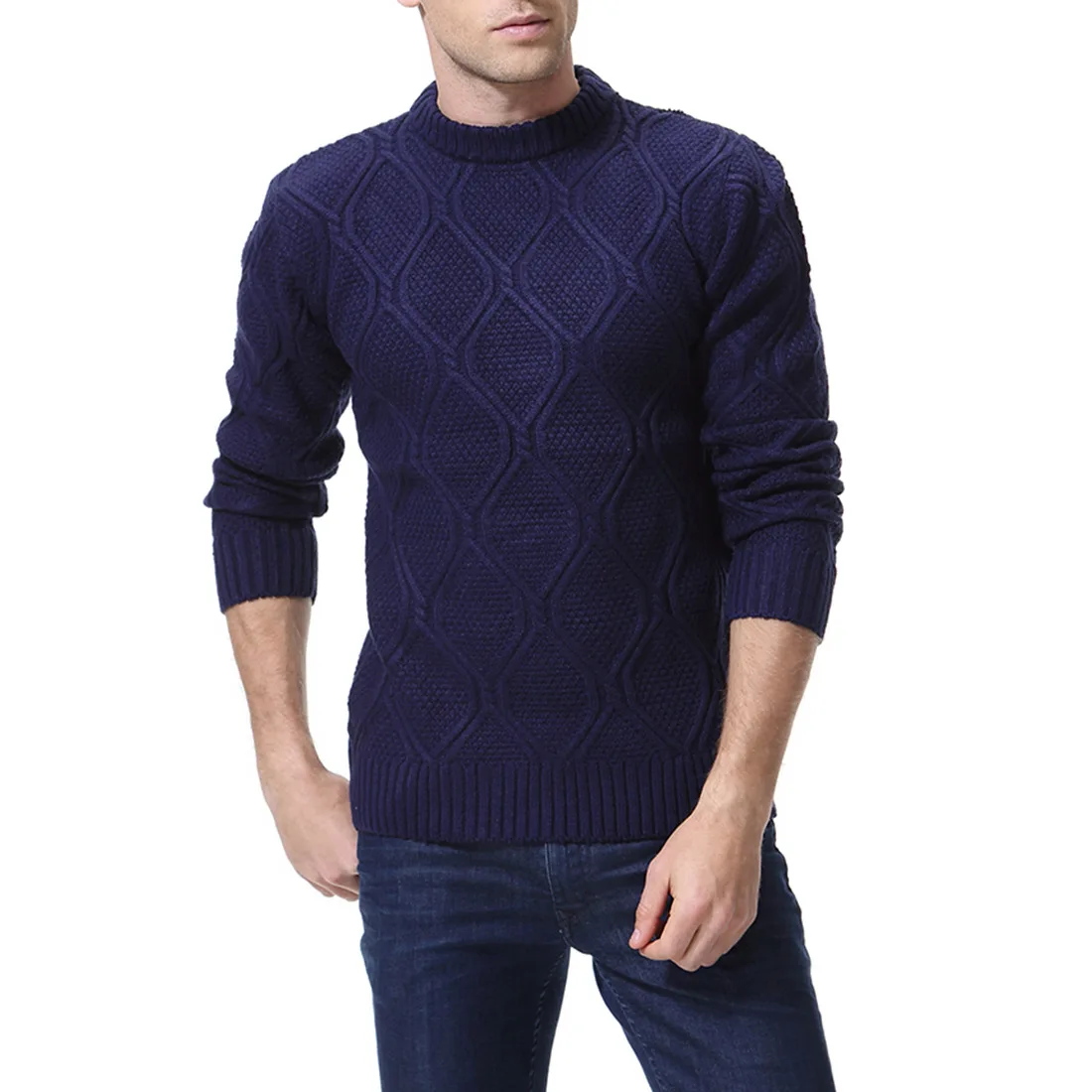 

2019 Autumn And Winter New Style Solid Color Sweater Base Shirt Europe And America Fashion Man Crew Neck Slim Fit Knitted Sweate