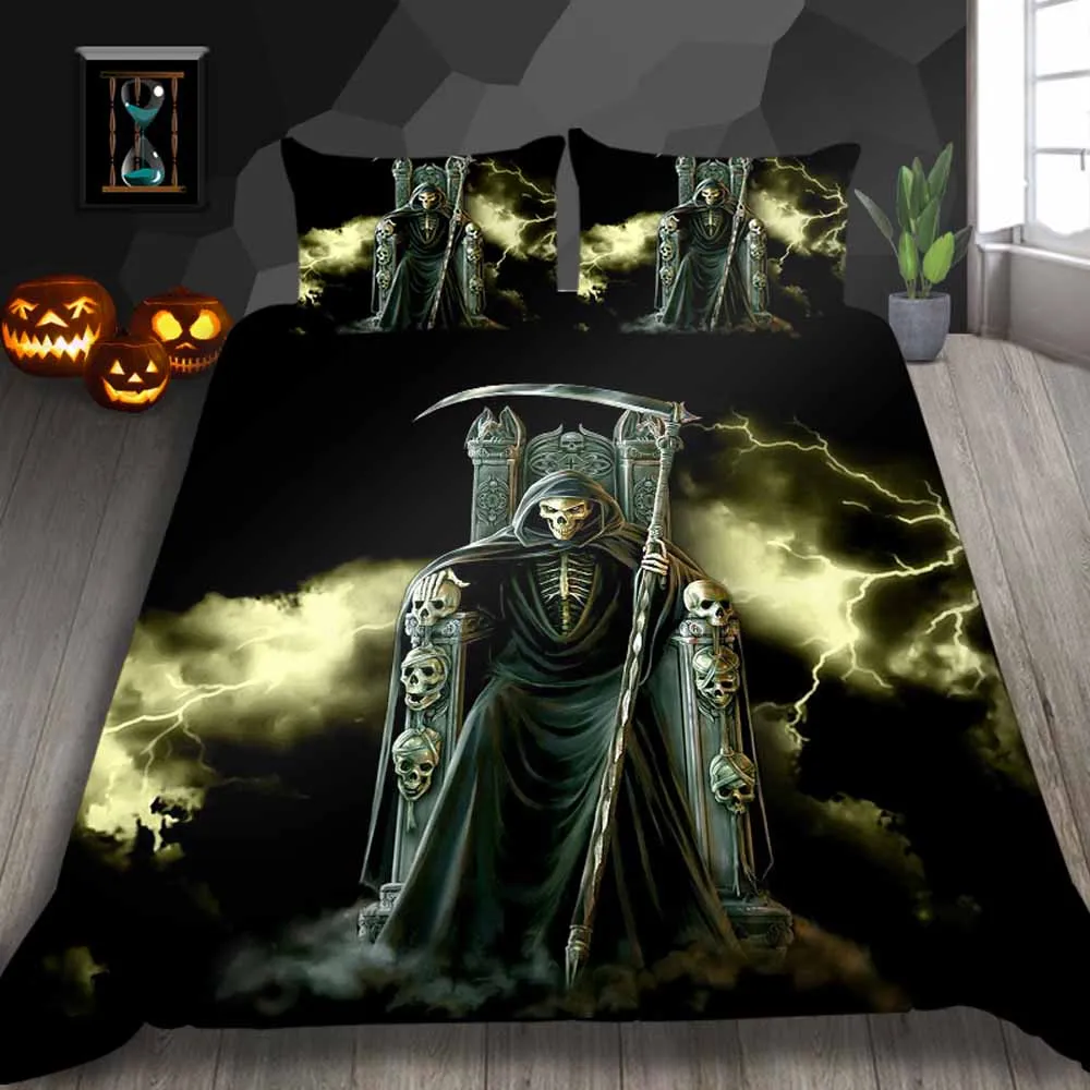 Thumbedding Grim Reaper Print Bedding Set King 3D Scary Fashionable