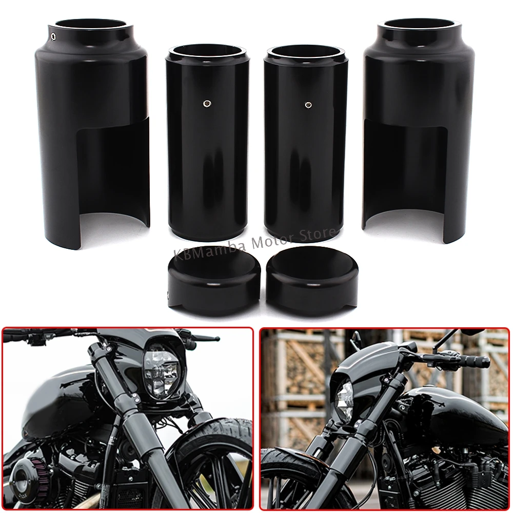 Motorcycle Fork Cover Set Tube Cap Kit for Harley Softail Breakout FXBR