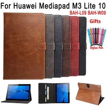 

Premium Leather Case for Huawei MediaPad M3 Lite 10 10.1 BAH-L09 BAH-W09 BAH-AL00 Smart Auto Sleep Wake Shockproof Cover Shel l