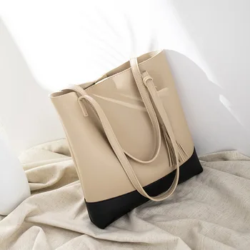 

High Big Capacity Lady Casual Totes Solid Shoulder Bag Women Vintage Handbags Shopping Bags Lady Hand-Bag