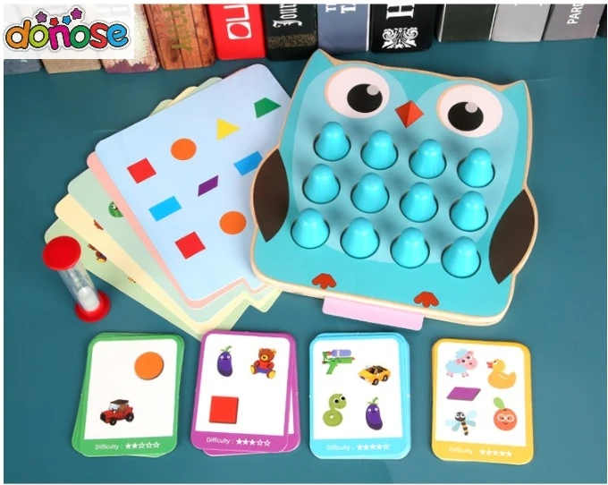 

OWL Children's educational toys 3-4-6 years kids table games memory Match Detective training Toys family Party Wooden Toys