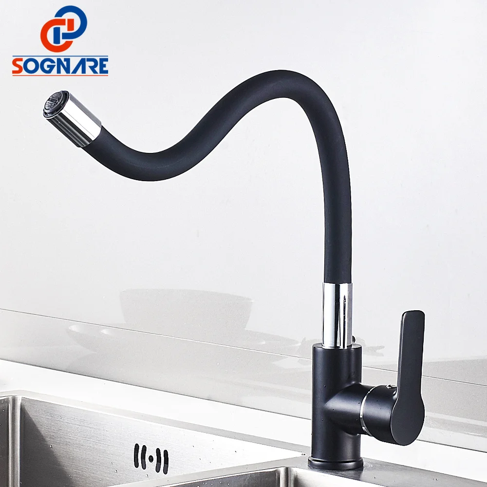 Sognare Rubber Any Direction Rotation Kitchen Faucet Single Handle Cold