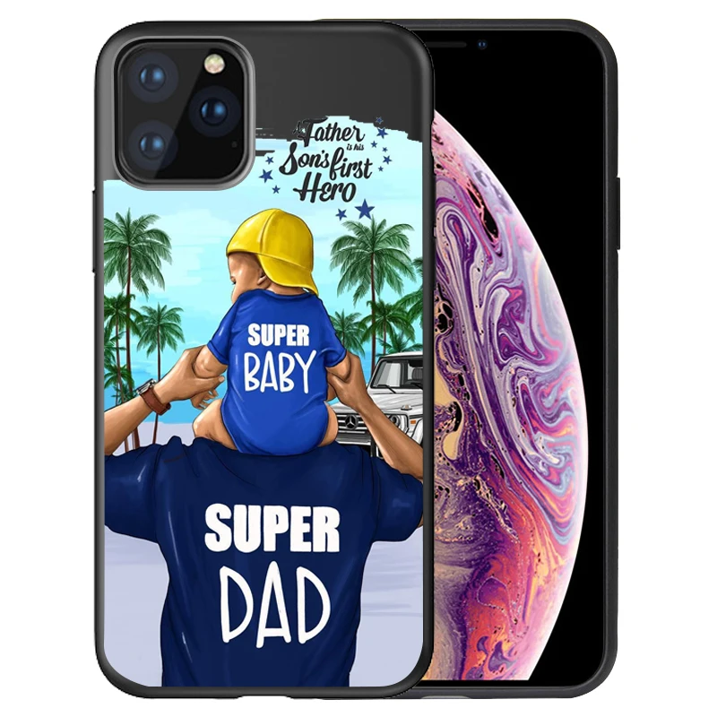Fashion Super Mom Baby Girl Phone Case For iphone 11 11Pro Max Family Case for Capa iPhone 11 Case Etui