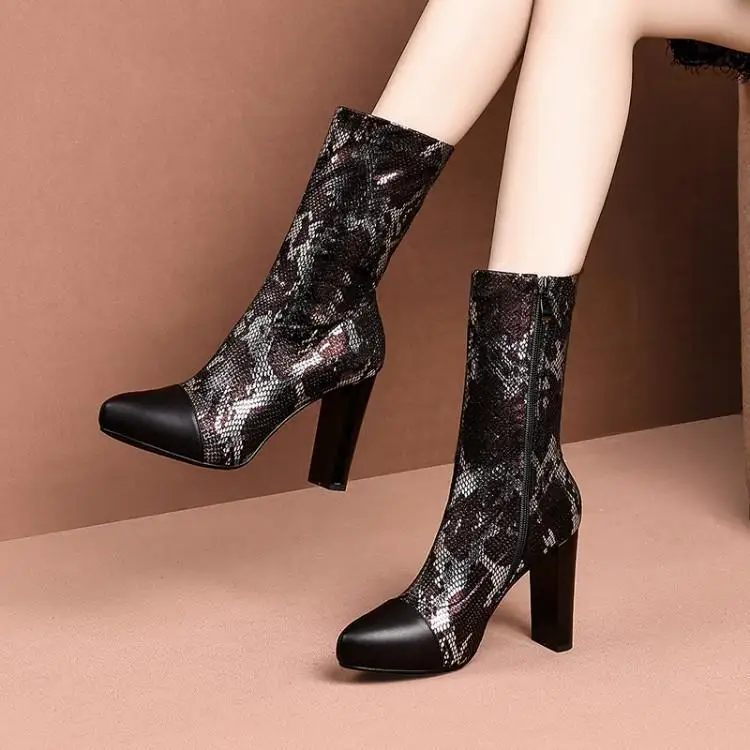 

In female tall canister boots boots but single knee short boots boots stretch head layer cowhide boots