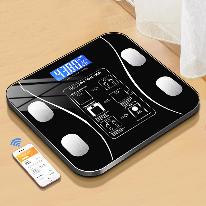 Умные весы для ванной комнаты, напольные весы для тела, весы для жира, Bluetooth, весы для пола, электронные весы/12 - Цвет: battery