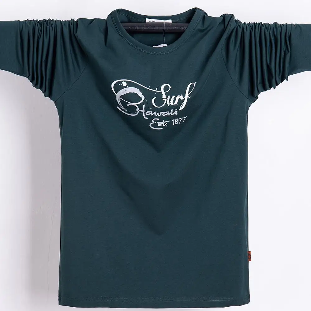 

New T Shirt Men 2020 Cotton Pure Color Homme Tshirt Top Tees Men O-Neck Spring Long Sleeved Casual T-Shirts Big Size 5XL