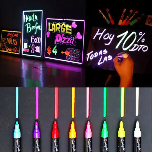 

8pcs 6MM Fluorescent Highlighter Wet Liquid Chalk Neon Marker Pen Dry Eras Highlighters