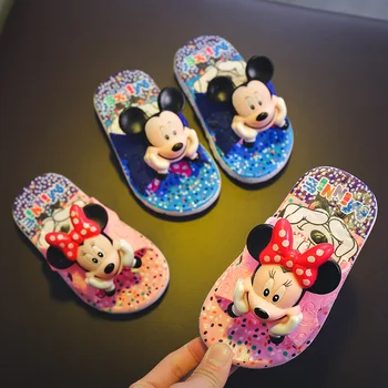 

2020 Summer Baby Girl Boy Slipper Children Soft Bottom 3D Cartoon Mickey Minne Toddler Kids Home Bathroom Sandal Kids Flip Flops