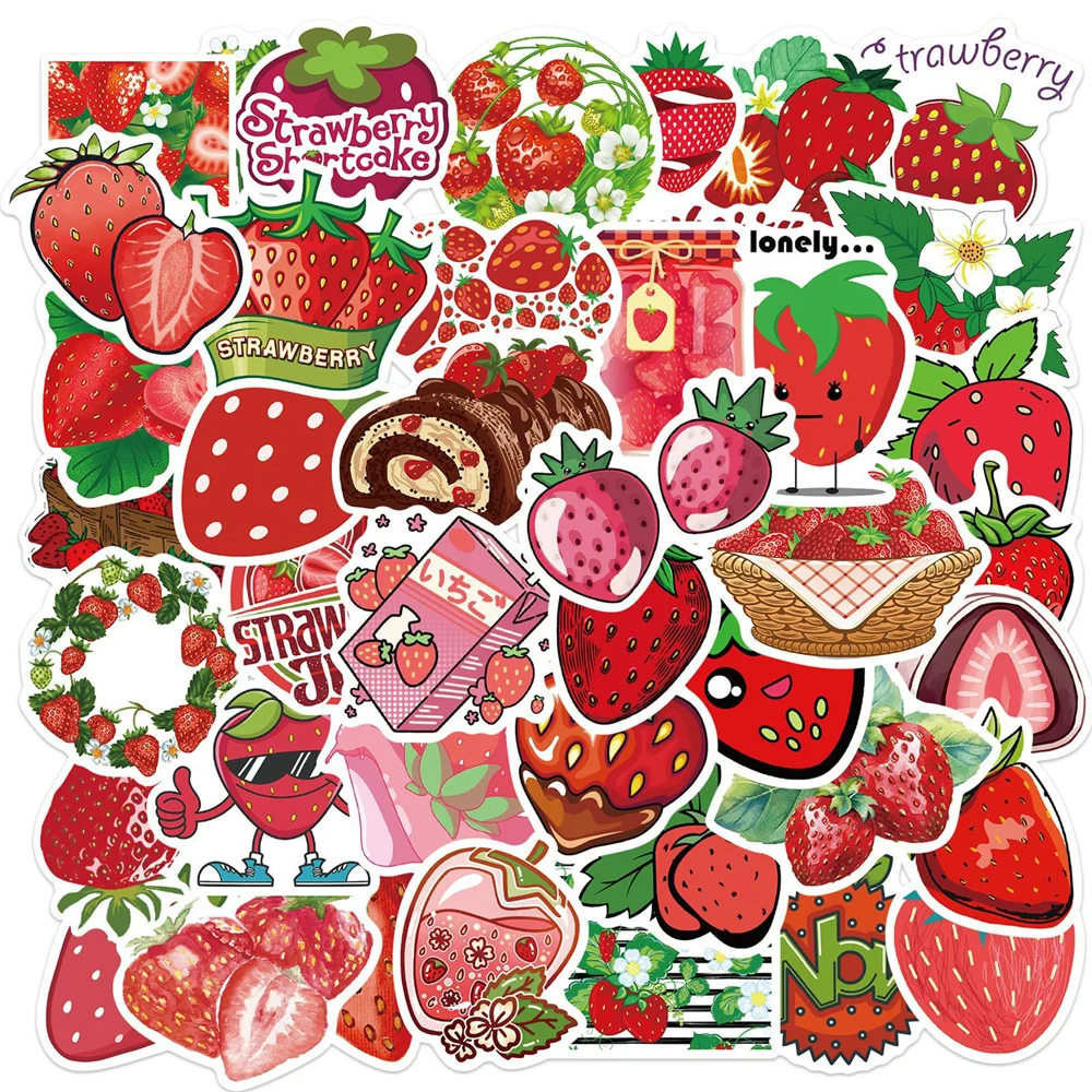 

10/30/50PCS New Cartoon Strawberry Graffiti Waterproof Sticker Trunk Guitar Refrigerator Car iPad Car Water Cup Helmet Wholesale