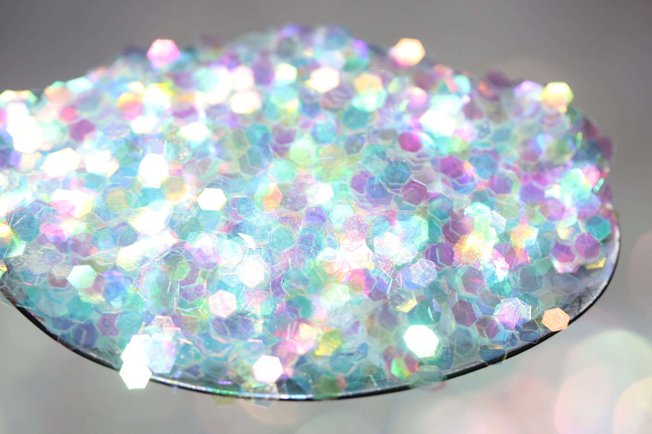 Big Size AB Holographic White Laser Shining Glitter Iridescent Rainbow