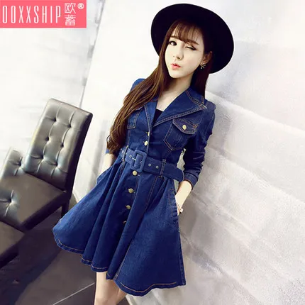 dark blue Винтажные детские джинсовые платья с длинными рукавами для девочек; детское джинсовое платье с поясом; элегантные детские джинсовые платья для девочек для свадебной вечеринки - Цвет: dark blue