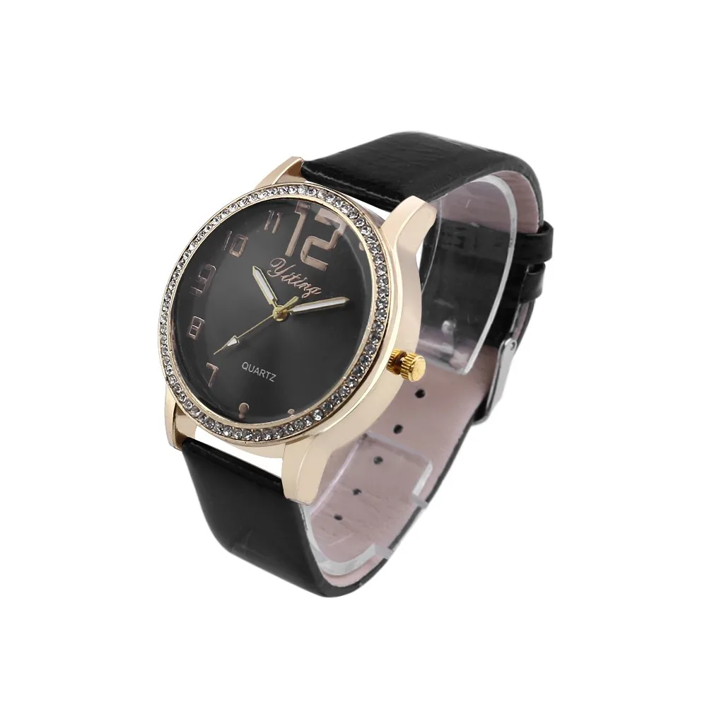 Reloj mujer винтажный кожаный браслет со стразами женские часы, наручные часы Роскошные Кварцевые часы Relogio Feminino Прямая поставка