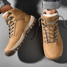 Водонепроницаемые ботинки теплые мужские повседневные ботинки на меху хлопковая обувь кожаные зимние фланелевые ботинки мужские армейские ботинки противоскользящая мужская обувь