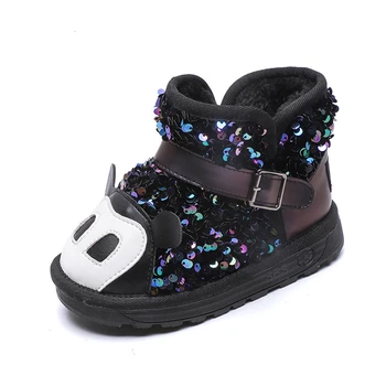 

CNFSNJ New Child snow warm boots thick non-slip padded snow boots boys girls leather shoes winter boots casual shoes for kids