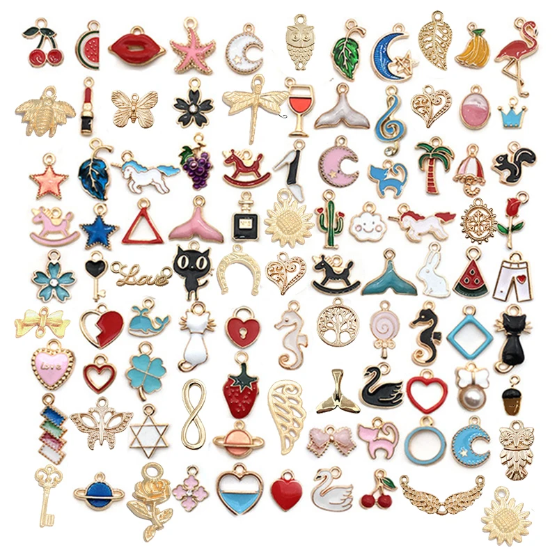 

Металлические эмалированные Подвески в виде единорога, животных, птиц, дерева, для самостоятельного изготовления браслетов, ювелирных изде...