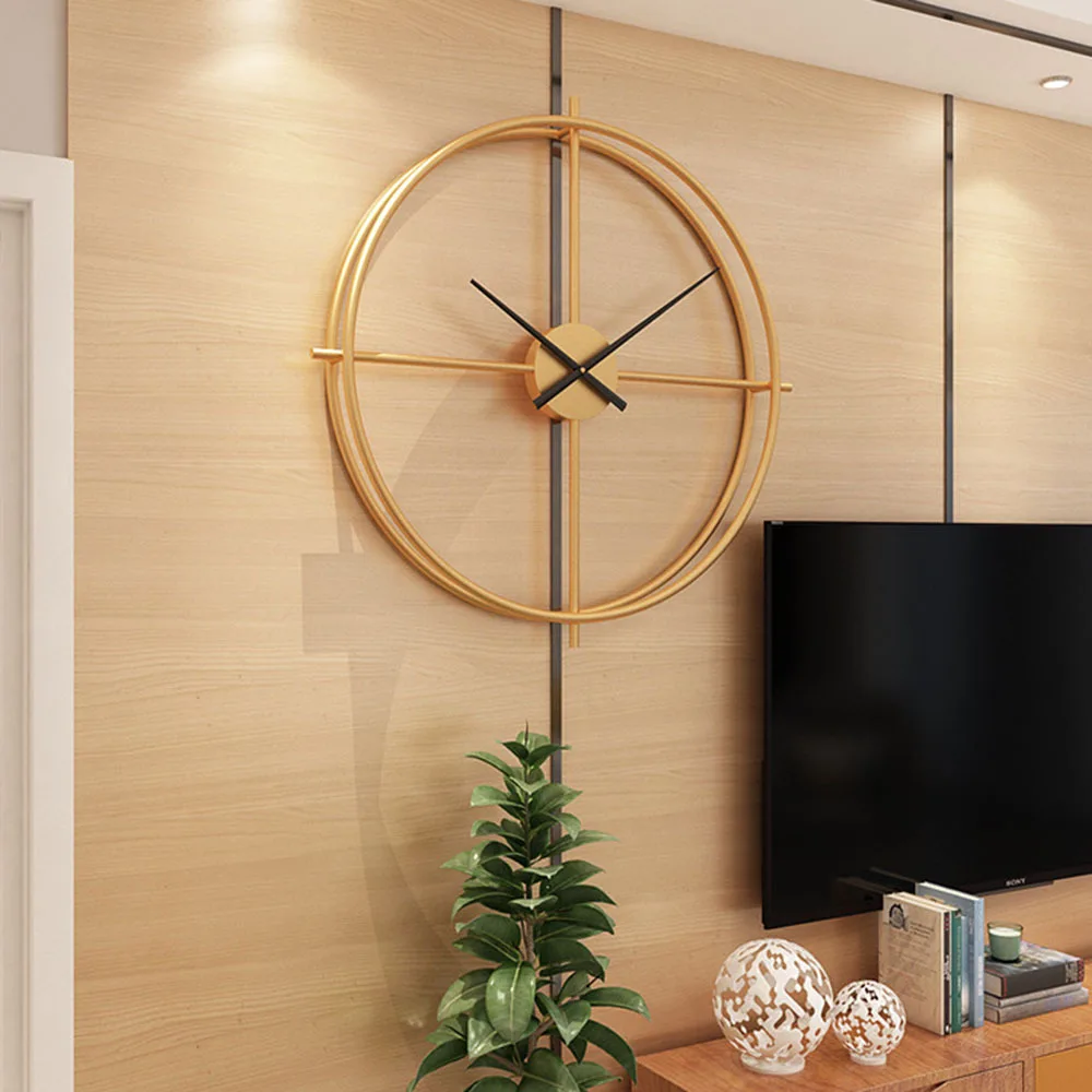 Günstige 18 20 zoll Retro Europäischen Stil Wanduhr Haushalt Schlafzimmer Eisen Kunst Uhr Wand Dekor Schwarz Rahmen Nussbaum Pointer