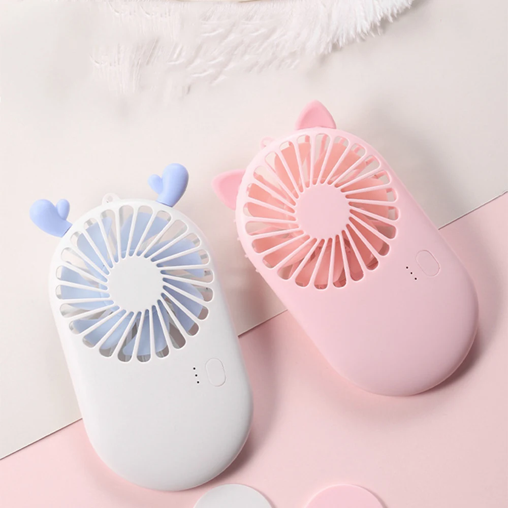 New 1Pc Cute Portable Mini Fan Handheld USB Rechargeable Desktop Fans 3 Mode Adjustable Summer Cooler For Outdoor Travel Office