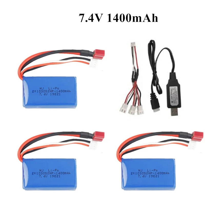 

7.4V 1400mAh Battery + 7.4v Charger for A949 A959-B A969-B A979-B K929-B Remote Control Car 2s LiPo Battery for Wltoys car Parts