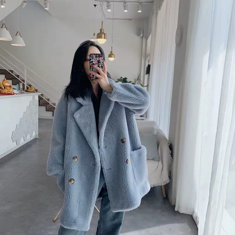 Пальто из искусственного меха для женщин большие размеры 30% натуральный овечий