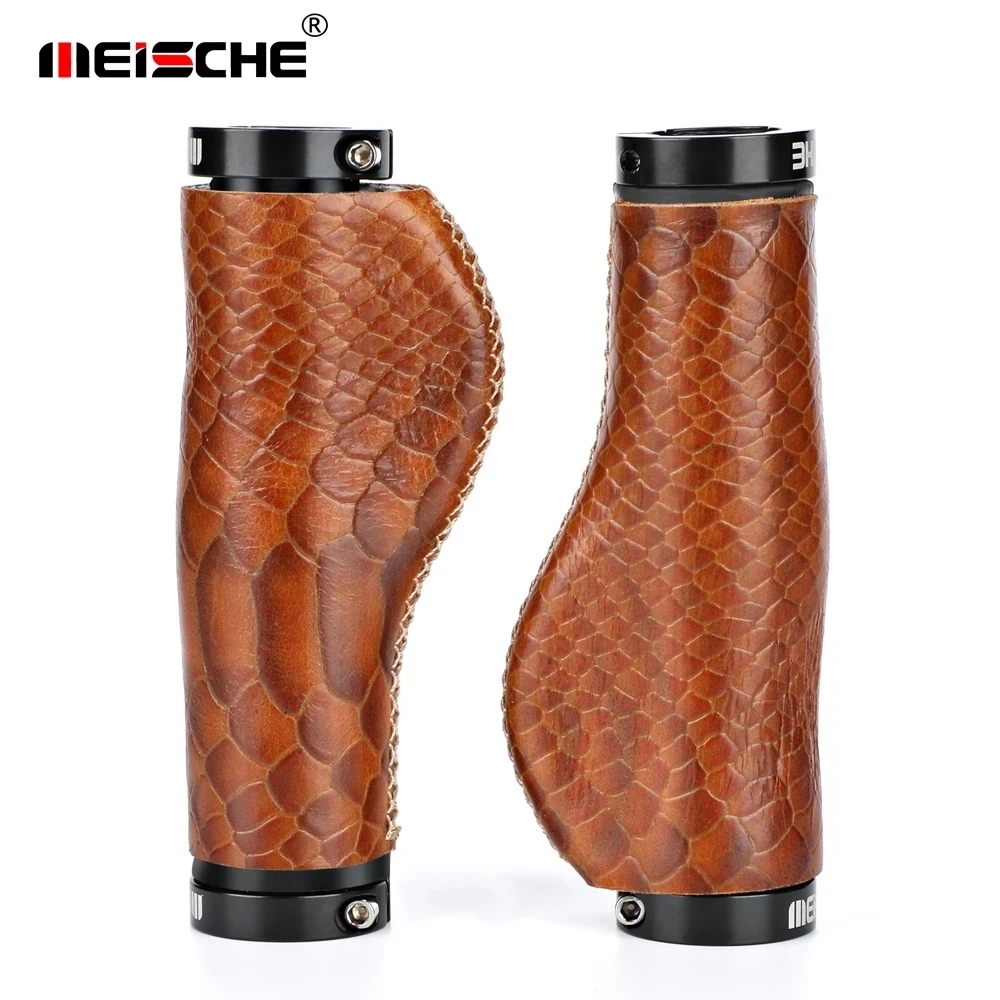 

Рукоятки из натуральной кожи для горного велосипеда, 1 пара, Нескользящие, с алюминиевым кольцом