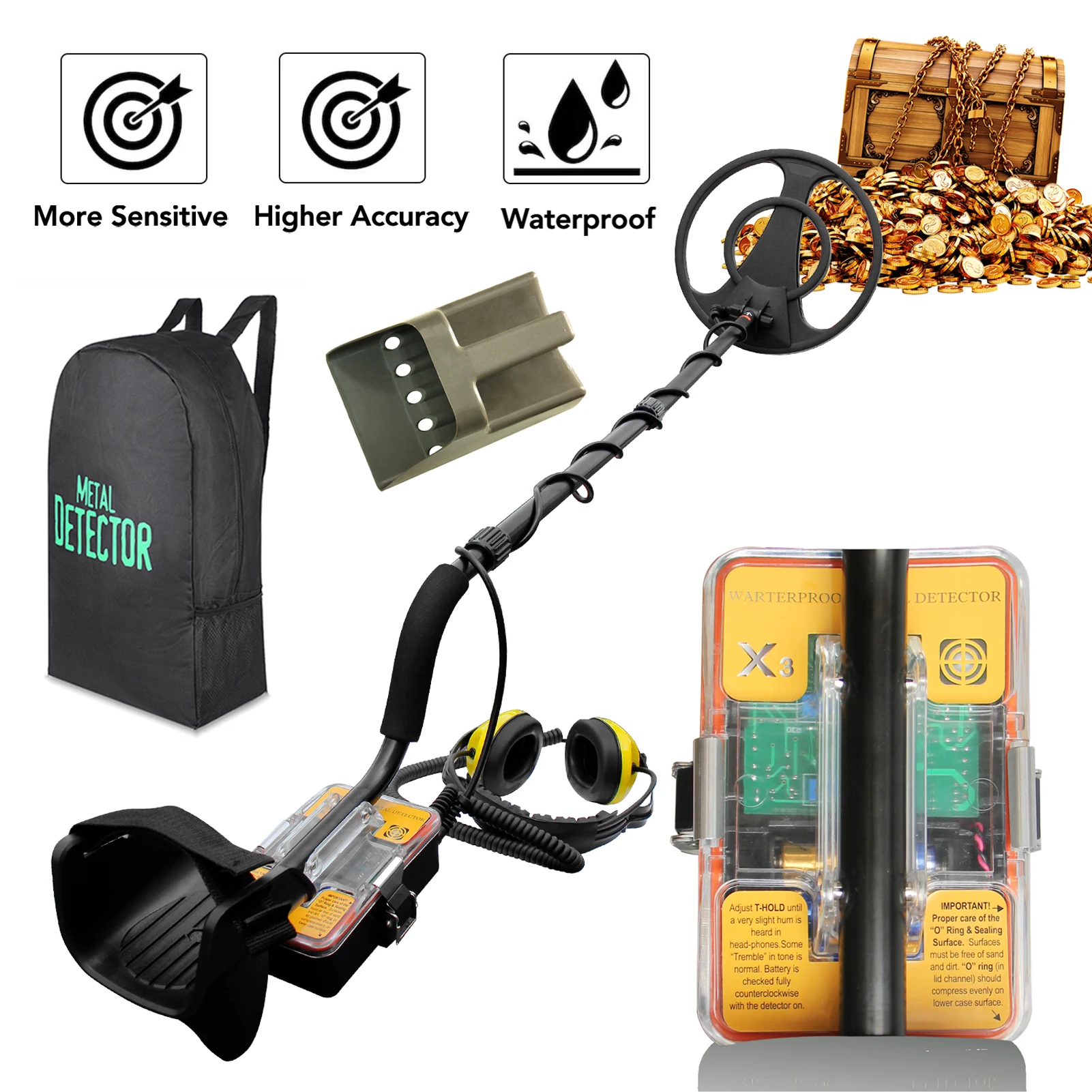 underground Metal Detector Professional Pulse Induction gold treasure detector 12Inch IP68 Waterproof Search Coil | Инструменты