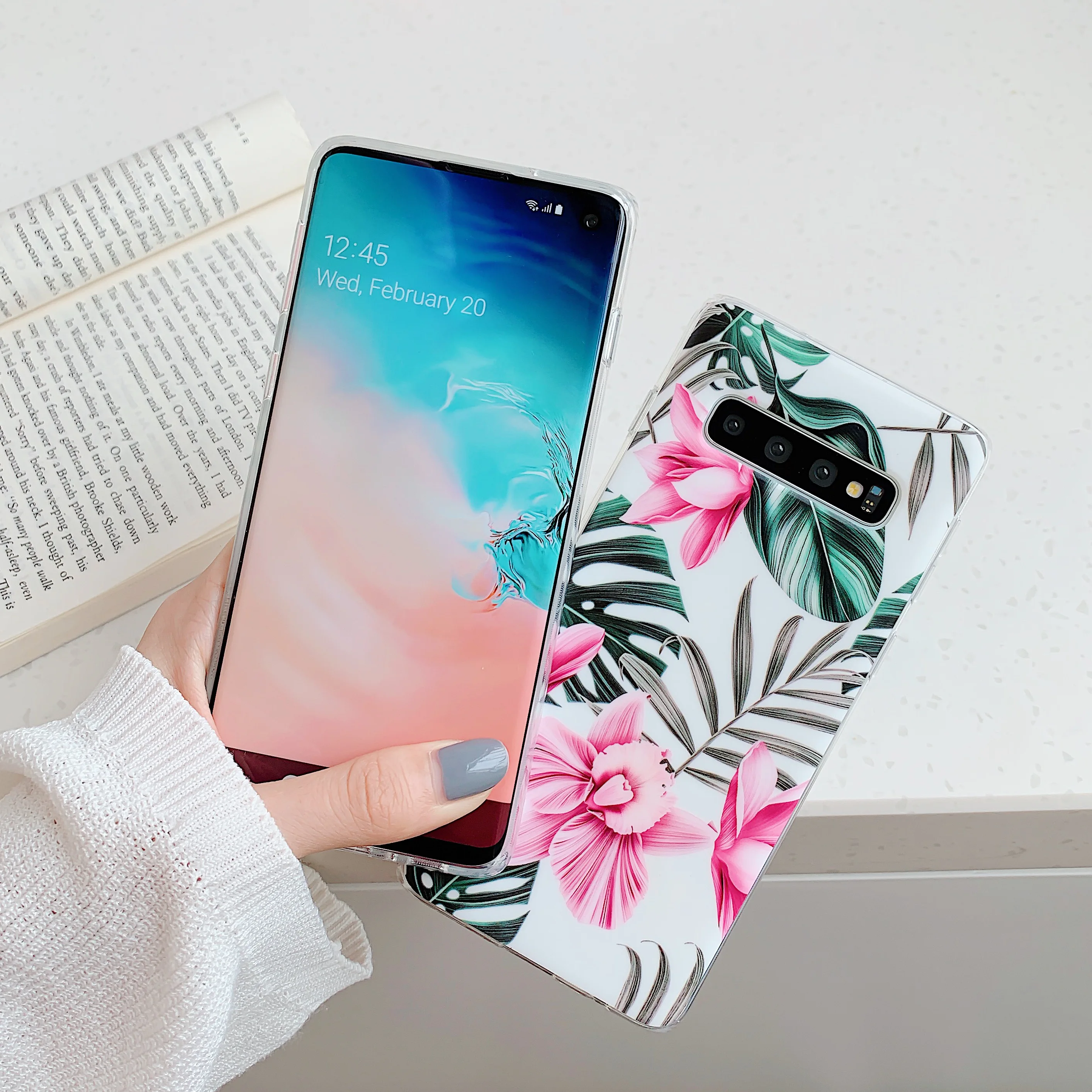 Чехол для телефона Samsung A51 A71 A70 A50 S20 Plus S8 S9 S10 Note 10 A40 искусство цветы банан лист