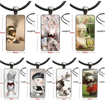 

Lapin Cretin Rayman Raving Rabbids Offer Necklace Fashion Long Chain With Rectangle Necklace Jewelry For Wedding
