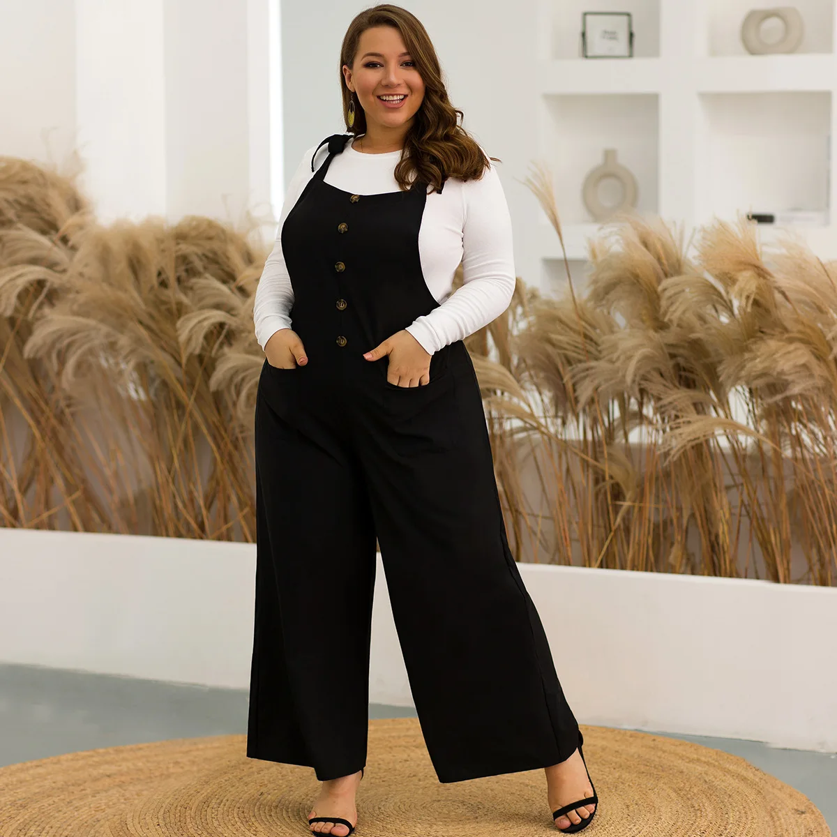loose solid tank jumpsuit