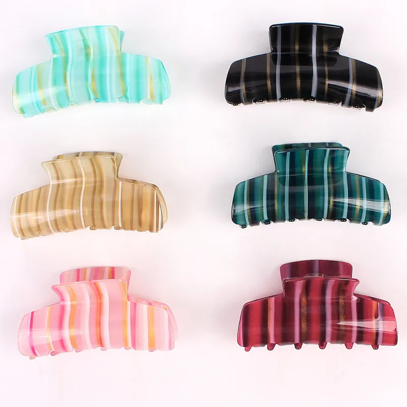 

Fashion Acrylic Hair Clip Hair Claws Striped Grab Banana Grips Marble Acetate Crab Barrettes Colorful Geometric Hair Accessories