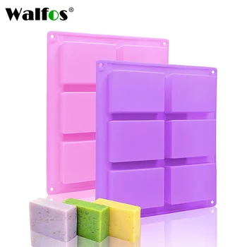 

WALFOS HOT Silicone Pudding Candy Mold 6 Cavity Square Silicone Soap Mold Handmade Candle Decorating Mould Soap Craft Supplies