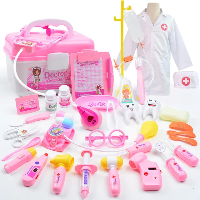 Toys Doctor Set for Kids Children 26-49PCS Suitcase Medical Tool Nursing Pretend Play Kit Simulation Injection Medicine Toy Gift 1