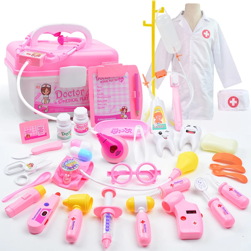 Conjunto de brinquedos médicos para crianças, 26 49 peças, maleta médica,  ferramentas de cuidado de brinquedo, kit de simulação de injeção de  brinquedo|Brinquedos médicos| - AliExpress