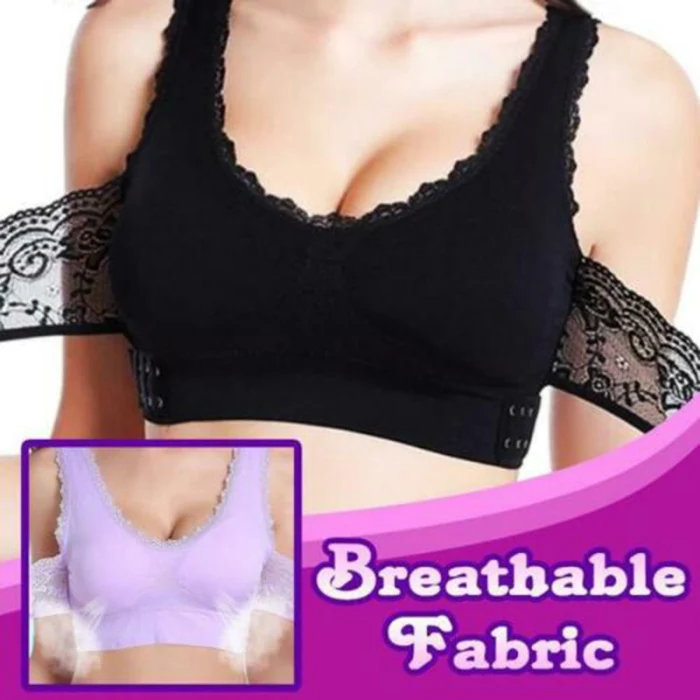 Удобный бюстгальтер с полной поддержкой, кружевной бюстгальтер без косточек, однотонный бюстгальтер с перекрестной боковой пряжкой спереди FIF66