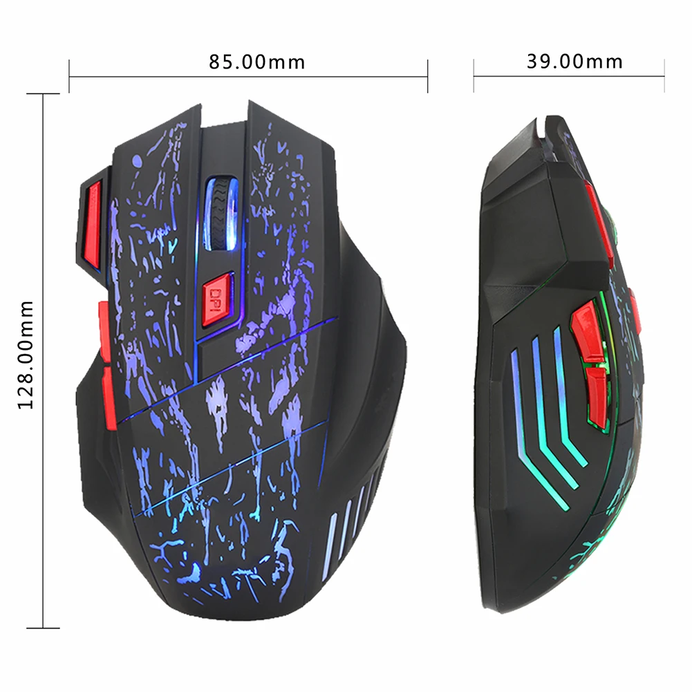 5500DPI USB Wired Mouse LED Optical Crack Glow Gaming Mouse 7 Buttons Gamer Laptop PC Mice